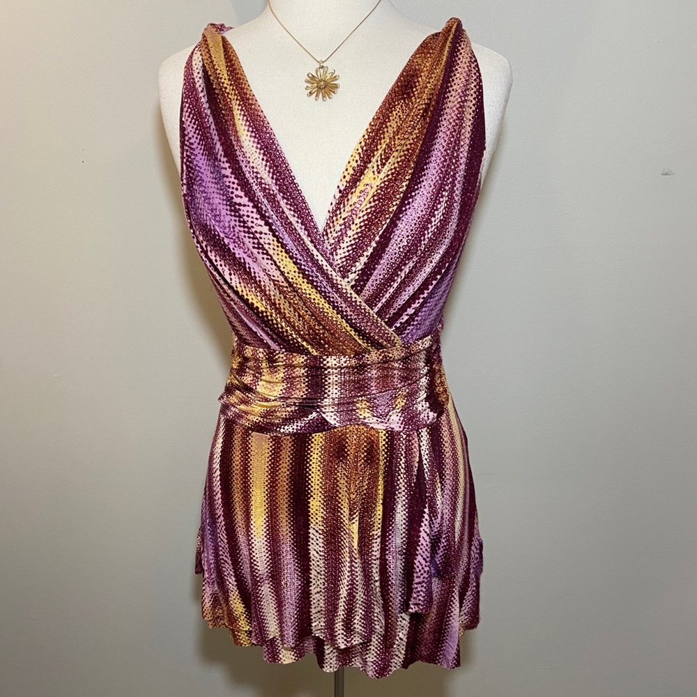 A Common Thread colorful twisted-strap Peplum Tank